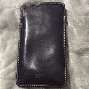 Coach Dark Leather Phone Sleeve
